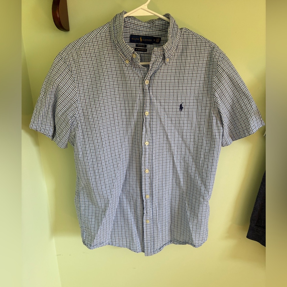 Ralph Lauren Navy and White Plaid Men's Shirt